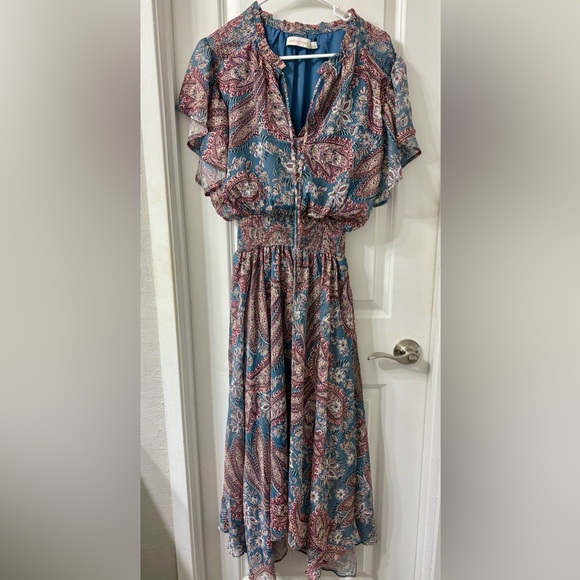 NWT! Bishop + Young Kashmir Paisley print SIENNA Smocked Maxi Dress S - Picture 3 of 3